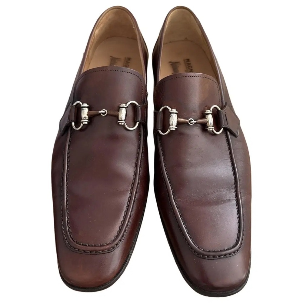 Magnanni Dark Brown Leather Slip-On Loafers
